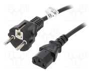 Cable; CEE 7/7 (E/F) plug,IEC C13 female; PVC; 1.5m; black; 10A 