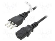 Cable; CEI 23-50 (L) plug,IEC C13 female; PVC; 1.8m; black; 10A 