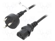 Cable; DE2-13R (K) plug,IEC C13 female; PVC; 2m; black; 10A; 250V Goobay