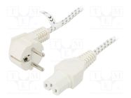 Cable; 3x0.75mm2; CEE 7/7 (E/F) plug angled,IEC C15 female Goobay