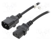 Cable; IEC C13 female,IEC C14 male; PVC; 1m; black; 10A; 250V 