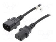 Cable; 3x1mm2; IEC C13 female,IEC C14 male; PVC; 5m; black; 10A GOOBAY