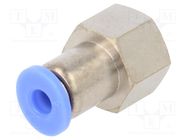 Push-in fitting; straight; -0.95÷15bar; nickel plated brass PNEUMAT