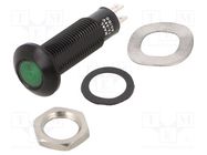 Indicator: LED; flat; green; 12÷28VDC; 12÷28VAC; Ø8.1mm; IP67 MARL