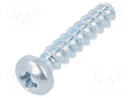 Screw; for plastic; 3x14; Head: button; Phillips; PH1; steel; zinc BOSSARD