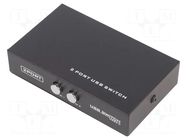 Switch; USB 2.0; black; aluminium; Input: USB B socket x2 GEMBIRD