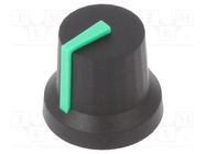 Knob; with pointer; rubber,plastic; Øshaft: 6mm; Ø16.8x14.5mm CLIFF