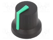 Knob; with pointer; rubber,plastic; Øshaft: 6mm; Ø16.8x14.5mm CLIFF