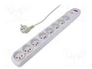 Plug socket strip: protective; Sockets: 8; 230VAC; 10A; grey HSK DATA