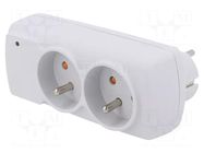 Plug socket strip: protective; Sockets: 2; 230VAC; 10A; white HSK DATA