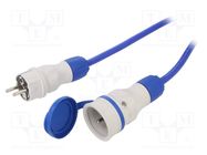 Extension lead; 3x2.5mm2; Sockets: 1; PUR; blue; 10m; 16A KEL