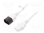 Cable; IEC C13 female,IEC C14 male; PVC; 1m; white; 10A; 250V 