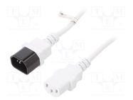 Cable; IEC C13 female,IEC C14 male; PVC; 2m; white; 10A; 250V 