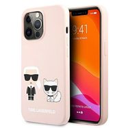 Karl Lagerfeld Silicone Ikonik Karl&amp;Choupette MagSafe Case for iPhone 13 Pro Max - Light Pink, Karl Lagerfeld