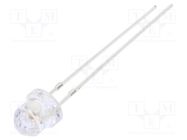 LED; 4.85mm; pink; 500÷750mcd; Front: Diamond; 12V; Pitch: 2.54mm 