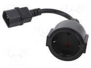 Mains; Sockets: 1; CEE 7/3 (F) socket,IEC C14 male; black; 0.15m QOLTEC