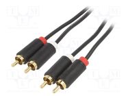 Cable; RCA plug x2,both sides; 0.5m; Plating: gold-plated; black VENTION