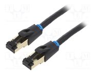 Patch cord; S/FTP; Cat 8; OFC; PVC; black; 0.5m; Cores: 8 VENTION