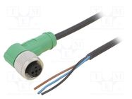 Connection lead; M12; PIN: 3; angled; 5m; plug; 250VAC; 4A; SAC; PUR PHOENIX CONTACT