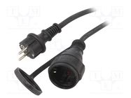 Extension lead; 3x1.5mm2; Sockets: 1; PVC; black; 5m; 10A Goobay