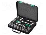 Wrench-set; 6-angles,socket spanner; 3/8"; 43pcs. WERA
