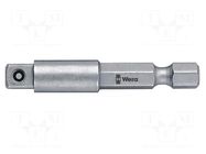 Holder; Overall len: 50mm; Mounting: 1/4" (D6,3mm),1/4" square WERA