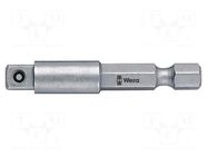 Adapter; Overall len: 50mm; Mounting: hexagon 1/4"/ square 3/8" WERA