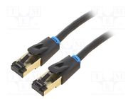 Patch cord; S/FTP; Cat 8; OFC; PVC; black; 1m; RJ45 plug,both sides VENTION