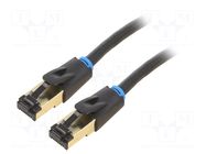 Patch cord; RJ45 plug,both sides; S/FTP; Cat 8; OFC; 1m; PVC; black VENTION