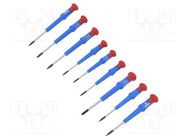 Kit: screwdrivers; precision; Torx®; 9pcs. KING TONY