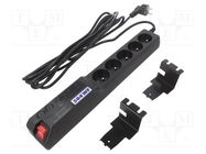 Plug socket strip: protective; Sockets: 5; 250VAC; 10A; black HSK DATA