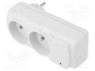 Plug socket strip: protective; Sockets: 2; 230VAC; 10A; white HSK DATA