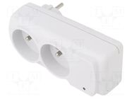 Plug socket strip: protective; Sockets: 2; 230VAC; 10A; white HSK DATA