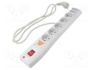 Plug socket strip: protective; Sockets: 7; 230VAC; 10A; grey HSK DATA