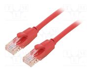 Patch cord; U/UTP; 6; CCA; PVC; red; 1m; RJ45 plug,both sides VENTION