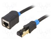 Extender RJ45; S/FTP; 6; OFC; PVC; black; 1.5m; Plating: gold-plated VENTION