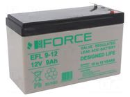 Re-battery: acid-lead; 12V; 9Ah; AGM; maintenance-free; EFL ECO FORCE