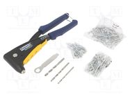 Kit: hand riveting press; for aluminium and steel snap rivets 