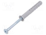 Plastic anchor; with screw; 6x40; zinc-plated steel; N; 100pcs. FISCHER