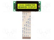 Display: LCD; alphanumeric; STN Positive; 16x2; yellow-green; LED NEWHAVEN DISPLAY INTERNATIONAL