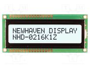 Display: LCD; alphanumeric; FSTN Positive; 16x2; white; LED; PIN: 16 NEWHAVEN DISPLAY INTERNATIONAL