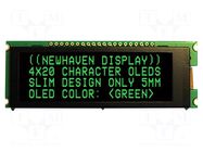 Display: OLED; alphanumeric; 20x4; Dim: 92x31.5x6.5mm; green NEWHAVEN DISPLAY INTERNATIONAL