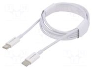 Cable; USB 2.0; USB C plug,both sides; 1m; white; 480Mbps; 60W QOLTEC