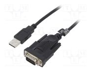 USB to RS232 converter; D-Sub 9pin plug,USB A plug; 1.5m; black LOGILINK