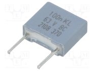 Capacitor: polyester; 100nF; 40VAC; 63VDC; 5mm; ±10%; 7.2x2.5x6.5mm VISHAY