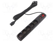 Plug socket strip: protective; Sockets: 5; 230VAC; 10A; black HSK DATA