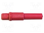 Connector: 4mm banana; plug; 20A; 1kV; red; insulated; brass MUELLER ELECTRIC