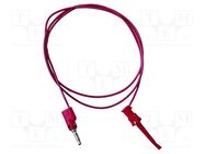 Test lead; 5A; clip-on hook probe,banana plug 4mm; Len: 0.3m; red MUELLER ELECTRIC