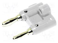 Connector: 4mm banana; stackable safety shunt; 15A; white; screw MUELLER ELECTRIC