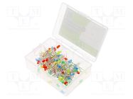 Kit: LED; THT; 3mm; 100pcs; plastic box; 20mA; 30°; 2700-3300K OPTOSUPPLY